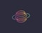 Abstract globe planet vector logo design. Curl spiral vortex linear icon symbol logotype.