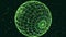 Abstract glow green particles form 3d object. Sphere. Vj loop as bg of virtual digital space. Particles form holoram
