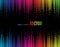 Abstract glowing background. Festive comic dash speed line gradient of iridescent rainbow color on black background
