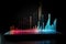 abstract glowing bar chart on a dark background. 3d rendering, Financial graph chart hologram on a Black backgroun, AI Generated