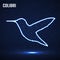 Abstract glowing hummingbird of neon particles, digital bird colibri