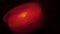 Abstract Glowing Red Unidentified Flying Object spinning on night sky. 4K 3D render of art unidentified glow mysterious flying.