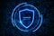 Abstract glowing shield with password icon on dark binary code background. Login, database and security concept.