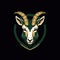 Abstract Goat Logo With Mysterious Symbolism In Green And Gold