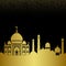 Abstract gold arab city seamless pattern with mosques