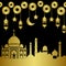 Abstract gold arab holiday city seamless pattern with mosques