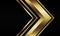 Abstract gold arrow shadow metallic direction geometric on black hexagon mesh pattern design modern luxury futuristic background v