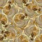 Abstract gold autumn 3d seamless pattern. Vector leafy floral ba