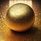 Abstract gold background, fantastic golden ball with glitter. Generative Ai
