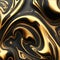 Abstract gold background, golden black metal wavy liquid patterns wallpaper. Generative Ai