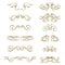 Abstract gold curly headers. Retro design element set on white background.