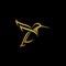 Abstract gold flying humming bird logo vector design