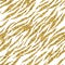 Abstract gold glitter animal print white seamless pattern. Zebra, tiger stripes, lines. Striped repeating background texture.