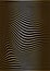 Abstract gold lines are curved on a black background. Optical illusion of concavity and curvature. Wavy vertical vector background