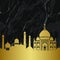 Abstract gold and marble arab city seamless pattern with mosques