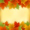 Abstract golden autumn frame from maple leaves