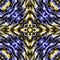 Abstract golden blue kaleidoscopic fractal pattern