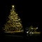 Abstract golden christmas tree on black background