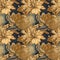 Abstract golden flowers seamless pattern. Gold floral nature decorative surface background.