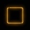 Abstract golden neon luminous square on black background