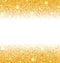 Abstract Golden Sparkles on White Background. Gold Glitter Dust