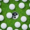 Abstract golf sport background of golf ball and golf hole on green grass background.