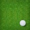 Abstract golf sport background of golf ball and golf hole on green grass background.