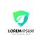 Abstract Gradient Shield Leaf Logo Design Template Premium Vector