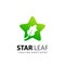 Abstract Gradient Star Leaf Green Logo Design Vector Illustration stock