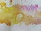 Abstract gradient vivid watercolor hand drawn splash painting on paper.  Background frame for copy space to text - illustration