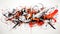 Abstract Graffiti Art: Red And Orange Splatter With Clean Lines