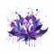 Abstract Graffiti Art: Royal Purple Lotus Flower On White Background