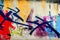 Abstract graffiti paintings on the concrete wall, colorful graffiti wall, grafitti background