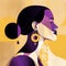 Abstract Graphic Yellow Purple Woman Portrait Digital AI Generated Minimalist Artwork