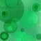 Abstract green background with floating circle and ring layers with grunge texture