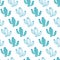 Abstract Green Cactus Forest Vector Seamless Pattern