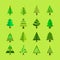 Abstract green Christmas tree icons set