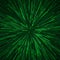 Abstract green circular speed background. Centric motion of star trails. Starburst dynamic lines or rays. 3D rendering.