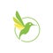 Abstract green colibri bird logo
