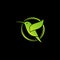 Abstract green flying humming bird logo vector design