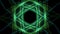 Abstract green fractal animation in hexagonal composition, Nice symmetric ornament rotating on black background.