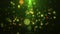 Abstract green magic fairy journey animation with circles glitter particles and optical flare of green light