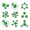 Abstract Green Molecules Icon Set on White Background. Vector