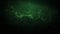 Abstract Green Particles Generation into Morphing Shape Seamless. Looped 3d Animation of Moving Dust Glowing on Black