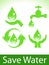 Abstract green save water icons