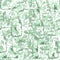 Abstract green seamless pattern. Endless noisy wall texture. Grainy chaotic elements for fabric, tile, paper