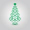 Abstract green swirl Christmas love tree icon