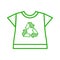 Abstract green t-shirt icon with recycle sign. Global recycling. Vector