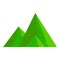 Abstract green video game mountains icon, cartoon style