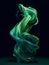 Abstract green wavy liquid on black background. 3d render illustration